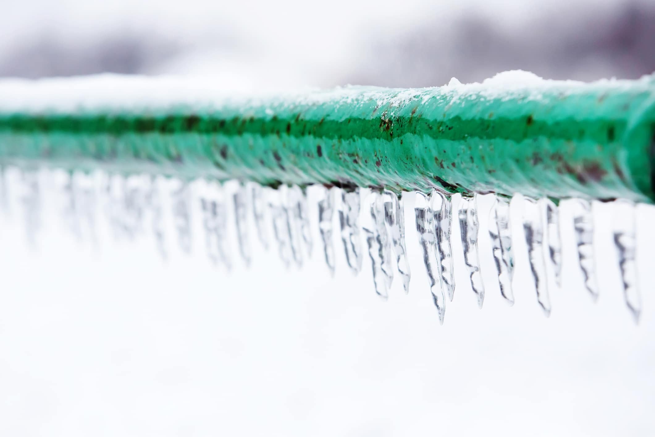 Frozen icy pipe