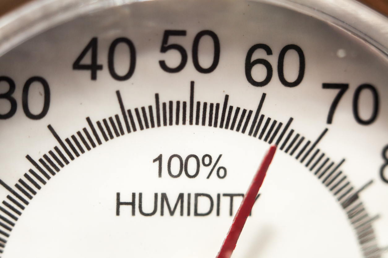 hygrometer gauge at 65% humidity
