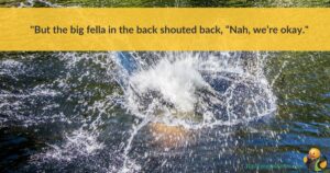 Water splashing. Across the top are the words 