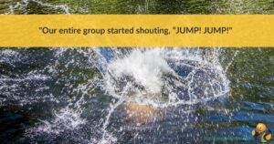 Water splashing. Across the top are the words 