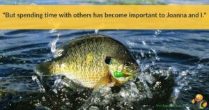 A small fish with a hook in its mouth, with a quote about quality time